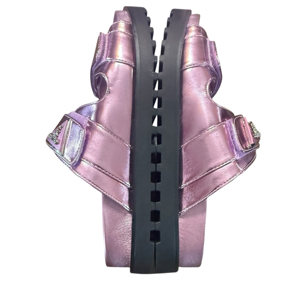 GUESS Fabula Lug-Sole Logo Footbed Sandals Slip On Metallic Pink NEW Size 5 - Picture 8 of 10